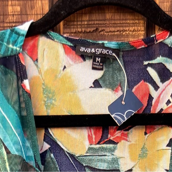 NWTS Ava & Grace Hawaiian Print Sheer Mesh Long Dress Bathing Suit Cover Up - Picture 7 of 10